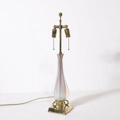 Mid Century Modernist Hand Blown Fluted Opalescent Murano Glass Table Lamps - 3898805