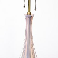Mid Century Modernist Hand Blown Fluted Opalescent Murano Glass Table Lamps - 3898846