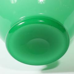 Mid Century Modernist Hand Blown Murano Amphora Glass Vase in Jade White - 3861226