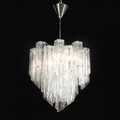 Mid Century Modernist Hand Blown Murano Angular Tronchi Glass Chandelier - 4622345