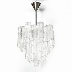 Mid Century Modernist Hand Blown Murano Angular Tronchi Glass Chandelier - 4622366