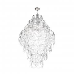 Mid Century Modernist Hand Blown Murano Angular Tronchi Glass Chandelier - 4622393
