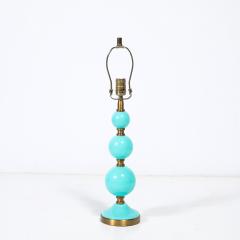 Mid Century Modernist Hand Blown Murano Glass Ball Table Lamp in Robins Egg Blue - 4653764