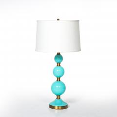 Mid Century Modernist Hand Blown Murano Glass Ball Table Lamp in Robins Egg Blue - 4653766