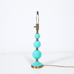 Mid Century Modernist Hand Blown Murano Glass Ball Table Lamp in Robins Egg Blue - 4653767