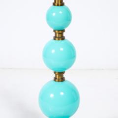 Mid Century Modernist Hand Blown Murano Glass Ball Table Lamp in Robins Egg Blue - 4653768