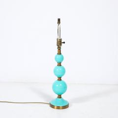Mid Century Modernist Hand Blown Murano Glass Ball Table Lamp in Robins Egg Blue - 4653772