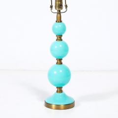 Mid Century Modernist Hand Blown Murano Glass Ball Table Lamp in Robins Egg Blue - 4653775