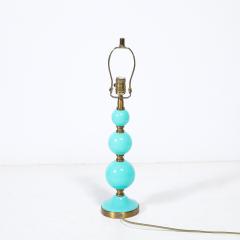 Mid Century Modernist Hand Blown Murano Glass Ball Table Lamp in Robins Egg Blue - 4653787