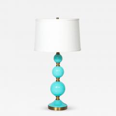 Mid Century Modernist Hand Blown Murano Glass Ball Table Lamp in Robins Egg Blue - 4659942