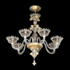 Mid Century Modernist Hand Blown Murano Glass Chandelier w 24Karat Gold Flecks - 3975909