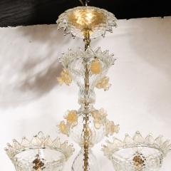 Mid Century Modernist Hand Blown Murano Glass Chandelier w 24Karat Gold Flecks - 3976003