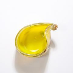 Mid Century Modernist Hand Blown Murano Glass Shell Form Bowl in Lemon Yellow - 3600179