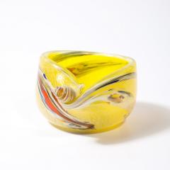 Mid Century Modernist Hand Blown Murano Glass Shell Form Bowl in Lemon Yellow - 3600237