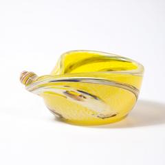 Mid Century Modernist Hand Blown Murano Glass Shell Form Bowl in Lemon Yellow - 3600239