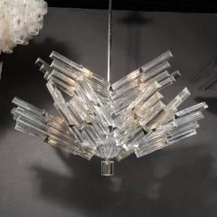 Mid Century Modernist Hand Blown Murano Glass Stepped Triedre Chandelier - 3553641