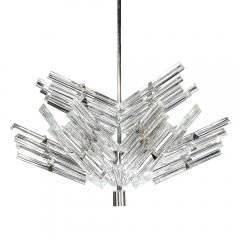 Mid Century Modernist Hand Blown Murano Glass Stepped Triedre Chandelier - 3553679