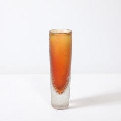 Mid Century Modernist Hand Blown Murano Glass Vase in Apricot W Mottled Texture - 4233649