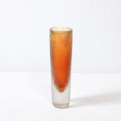 Mid Century Modernist Hand Blown Murano Glass Vase in Apricot W Mottled Texture - 4233652
