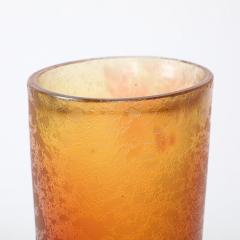 Mid Century Modernist Hand Blown Murano Glass Vase in Apricot W Mottled Texture - 4233653