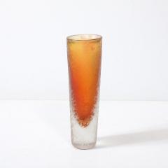 Mid Century Modernist Hand Blown Murano Glass Vase in Apricot W Mottled Texture - 4233656