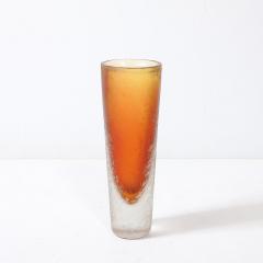 Mid Century Modernist Hand Blown Murano Glass Vase in Apricot W Mottled Texture - 4233657