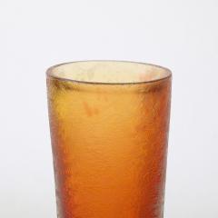 Mid Century Modernist Hand Blown Murano Glass Vase in Apricot W Mottled Texture - 4233663