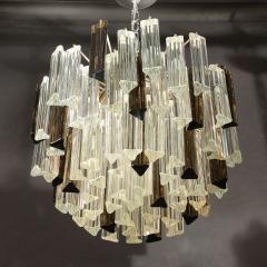Mid Century Modernist Hand Blown Murano Mixed Glass Camer Triedre Chandelier - 4744801