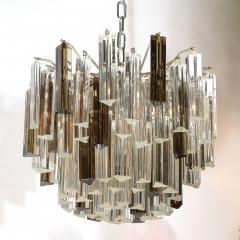 Mid Century Modernist Hand Blown Murano Mixed Glass Camer Triedre Chandelier - 4744820