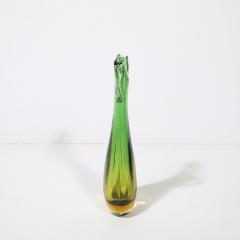 Mid Century Modernist Hand Blown Murano Sommerso Glass in Emerald Amber Hues - 4304152