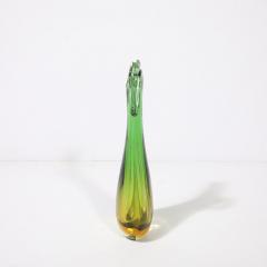 Mid Century Modernist Hand Blown Murano Sommerso Glass in Emerald Amber Hues - 4304153