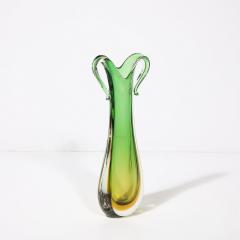 Mid Century Modernist Hand Blown Murano Sommerso Glass in Emerald Amber Hues - 4304155