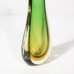 Mid Century Modernist Hand Blown Murano Sommerso Glass in Emerald Amber Hues - 4304158