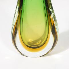 Mid Century Modernist Hand Blown Murano Sommerso Glass in Emerald Amber Hues - 4304159