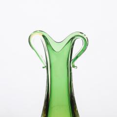Mid Century Modernist Hand Blown Murano Sommerso Glass in Emerald Amber Hues - 4304161