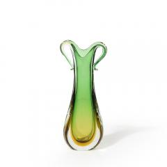 Mid Century Modernist Hand Blown Murano Sommerso Glass in Emerald Amber Hues - 4304168