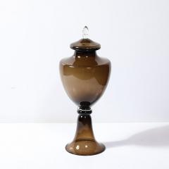 Mid Century Modernist Hand Blown Smoked Murano Glass Urn Centerpiece - 3976265