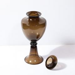 Mid Century Modernist Hand Blown Smoked Murano Glass Urn Centerpiece - 3976268