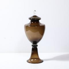 Mid Century Modernist Hand Blown Smoked Murano Glass Urn Centerpiece - 3976271