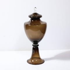 Mid Century Modernist Hand Blown Smoked Murano Glass Urn Centerpiece - 3976344