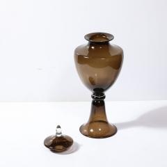 Mid Century Modernist Hand Blown Smoked Murano Glass Urn Centerpiece - 3976351
