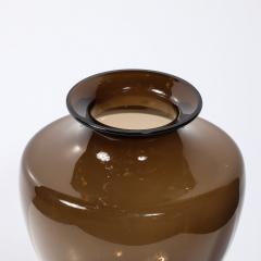 Mid Century Modernist Hand Blown Smoked Murano Glass Urn Centerpiece - 3976371