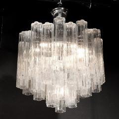Mid Century Modernist Hand Blown Transparent Murano Glass Tronchi Chandelier - 3409112