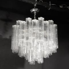 Mid Century Modernist Hand Blown Transparent Murano Glass Tronchi Chandelier - 3409120
