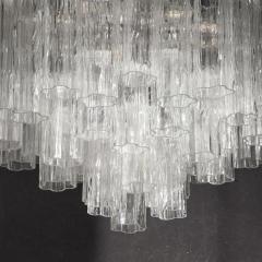 Mid Century Modernist Hand Blown Transparent Murano Glass Tronchi Chandelier - 3409129