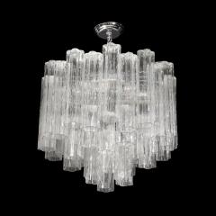 Mid Century Modernist Hand Blown Transparent Murano Glass Tronchi Chandelier - 3409138