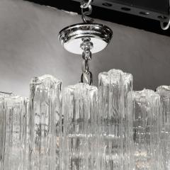 Mid Century Modernist Hand Blown Transparent Murano Glass Tronchi Chandelier - 3409203