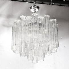 Mid Century Modernist Hand Blown Transparent Murano Glass Tronchi Chandelier - 3409211