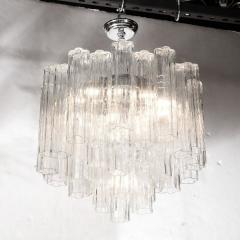 Mid Century Modernist Hand Blown Transparent Murano Glass Tronchi Chandelier - 3409213