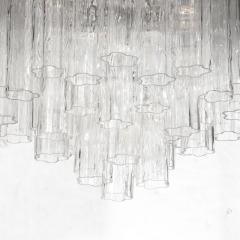 Mid Century Modernist Hand Blown Transparent Murano Glass Tronchi Chandelier - 3409215